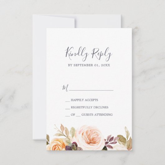 Rustic Earth Florals Carte RSVP simple (Devant)