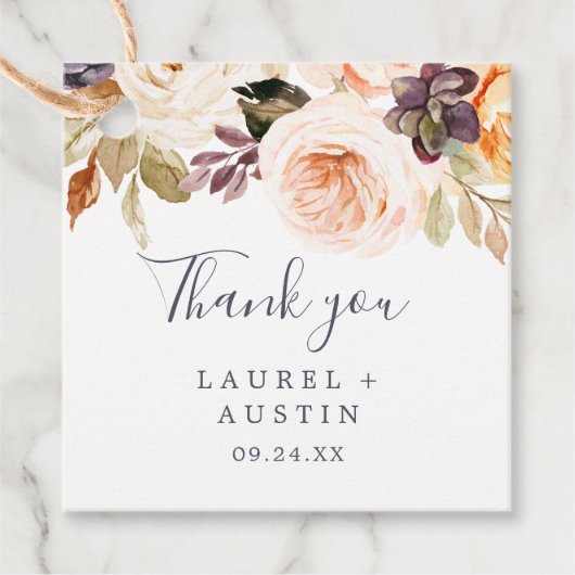 Rustic Earth Florals Dank je Bedankjes Labels (Voorkant)