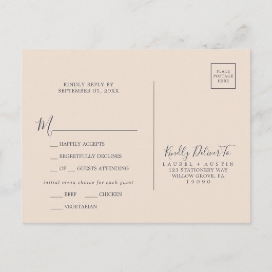 Rustic Earth Florals Menu Choix Carte Postale RSVP (Dos)