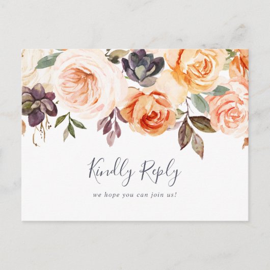 Rustic Earth Florals Menu Choix Carte Postale RSVP (Devant)
