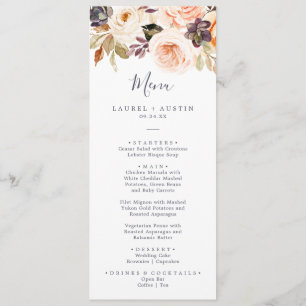 Rustic Earth Florals Menu Mariage Dîner