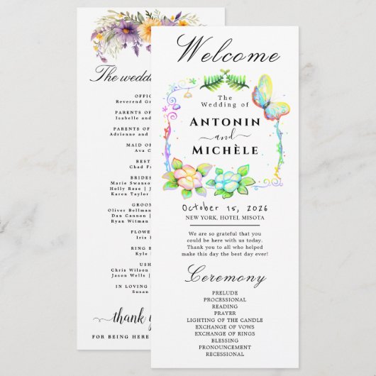 Rustic Earth Florals Programme de mariage (Devant / Derrière)