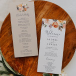 Rustic Earth Florals Programme de mariage<br><div class="desc">Ce programme de mariage rustique aux fleurs de terre est parfait pour un mariage de automne. L'élégante décoration de tons de terre comprend des fleurs rustiques d'aquarelle en terre cuite, en cuivre, orange brûlé, pêche, rose roux et blanc crème avec style boho vintage. Inclure le nom de la mariée et...</div>