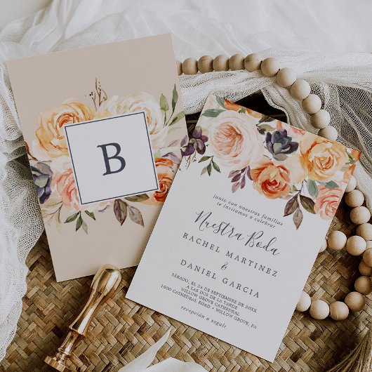 Rustic Earth Florals Spaans Nuestra Boda Kaart
