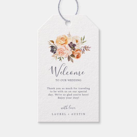 Rustic Earth Florals Weddenschap Welkom Cadeaulabel (Voorkant)