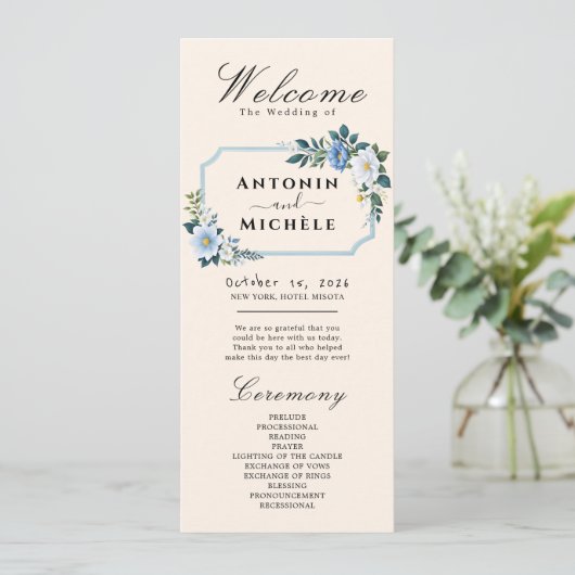 Rustic Earth Florals Wedding Programme Programma (Staand voorkant)