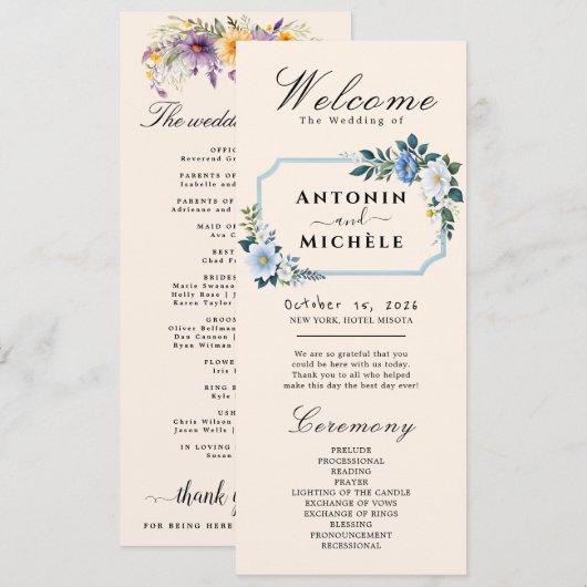 Rustic Earth Florals Wedding Programme Programma (Voorkant / Achterkant)
