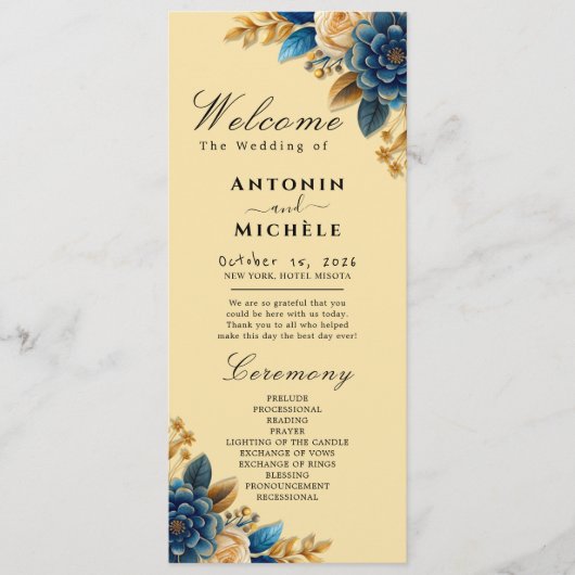 Rustic Earth Florals Wedding Programme Programma (Voorkant)