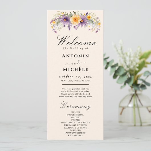Rustic Earth Florals Wedding Programme Programma (Staand voorkant)