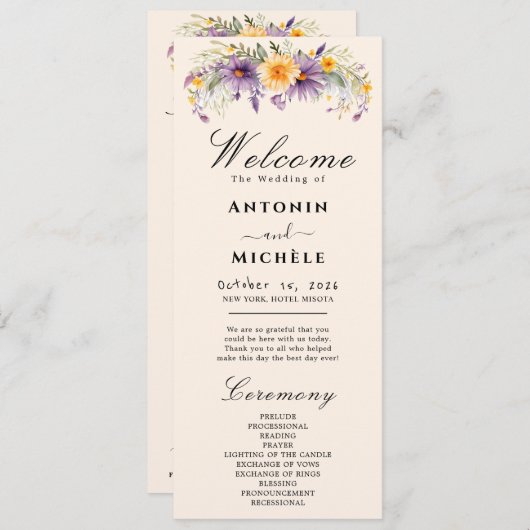 Rustic Earth Florals Wedding Programme Programma (Voorkant / Achterkant)