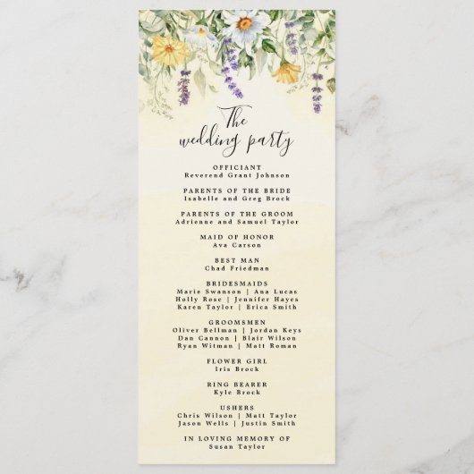 Rustic Earth Florals Wedding Programme Programma (Achterkant)