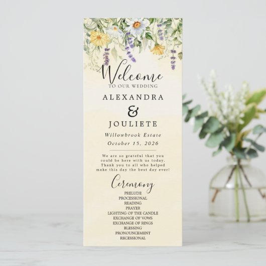 Rustic Earth Florals Wedding Programme Programma (Staand voorkant)
