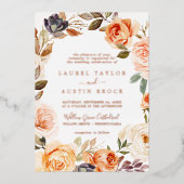 Rustic Earth | Rose Goud Folie All In One Trouwdag Folie Uitnodiging (Voorkant)