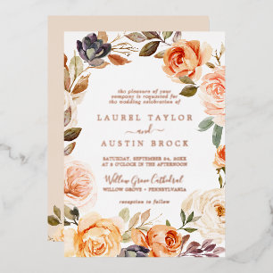Rustic Earth   Rose Goud Folie All In One Trouwdag Uitnodiging
