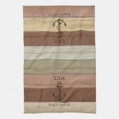 Rustic Earth Tones Wood Nautical - Monogram Theedoek (Verticaal)