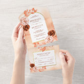 Rustic Earthy Boho Floral Arch Terracotta Wedding All In One Uitnodiging (Afscheurbaar)