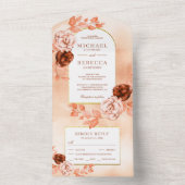 Rustic Earthy Boho Floral Arch Terracotta Wedding All In One Uitnodiging (Binnen)