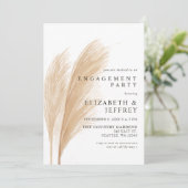 Rustic Earthy Boho Pampas Engagement Party Kaart (Staand voorkant)