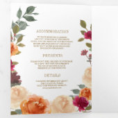 Rustic Earthy Floral Wreath QR Code Wedding Drieluik Uitnodiging (Binnenzijde eerst)