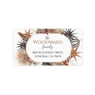 Rustic Earthy Holiday Retour-adreslabel Etiket
