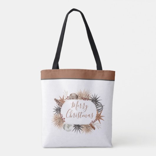 Rustic Earthy Merry Christmas Draagtas (Achterkant)