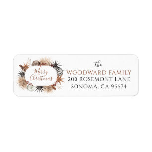 Rustic Earthy Merry Christmas Return Adreslabel Etiket