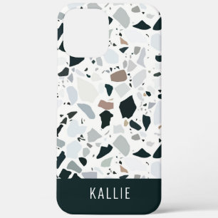 Rustic Earthy Terrazzo Stone Pattern iPhone 12 Pro Max Hoesje
