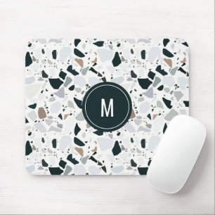 Rustic Earthy Terrazzo Stone Pattern Monogram Muismat