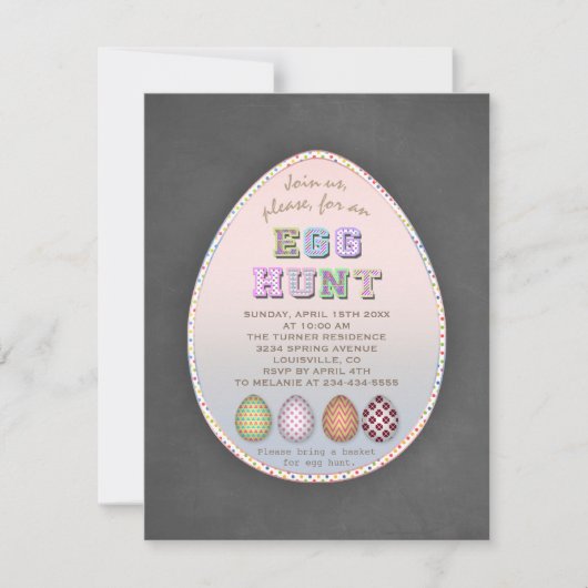 Rustic Easter Hunt Party Chalk Uitnodiging (Voorkant)
