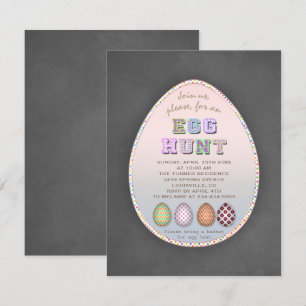 Rustic Easter Hunt Party Chalk Uitnodiging