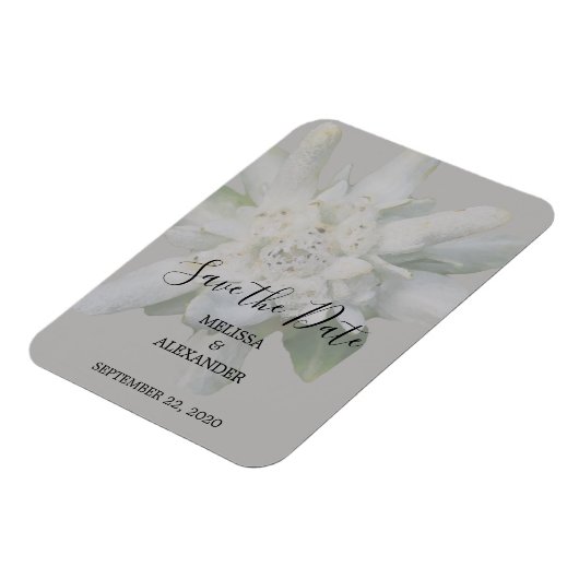 Rustic Edelweiss bloembruiloft Bewaar de datum Magneet (Linkerzijde)