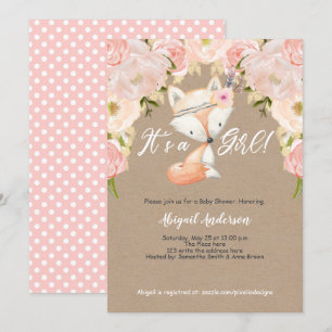 Rustic, een meisje, Floral, bos, Baby shower Kaart