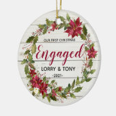 Rustic Eerste Kerstkerst Geëvenieerd Ornament (Links)