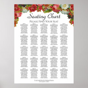 Rustic Elegance 25 Table Wedding Seating Chart Poster