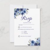 Rustic Elegance – Boho Navy Flower Design RSVP (Devant)