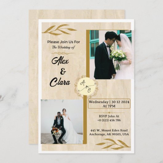 Rustic Elegance Custom Photo Invitation (Devant / Derrière)