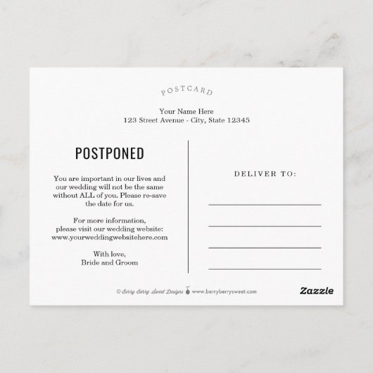 Rustic Elegance EDITABLE KLEUR bruiloft update Briefkaart (Achterkant)