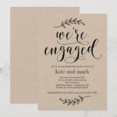 Rustic Elegance Engagement Party Invitation Kraft Kaart (Voorkant / Achterkant)