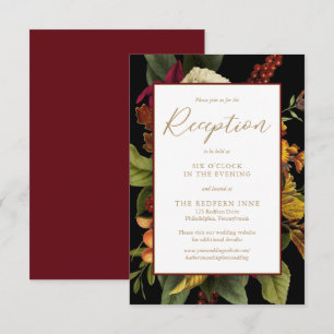 Rustic Elegance Floral Bouquet Wedding Reception Informatiekaartje