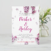 Rustic Elegance Lavender Floral Wedding Invitation Kaart (Staand voorkant)