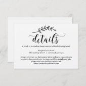 Rustic Elegance Mariage Détails Carte Kraft (Devant / Derrière)