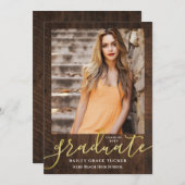 Rustic Elegance Modern Script 2-Photo Afstuderen Aankondiging (Voorkant / Achterkant)