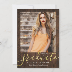Rustic Elegance Modern Script 2-Photo Afstuderen Aankondiging