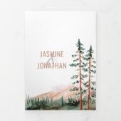 Rustic Elegance Mountains Forest Pine Spruce Trees Drieluik Uitnodiging (Cover)