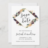 Rustic Elegance Pine Cone Greenery Save the Date (Voorkant)