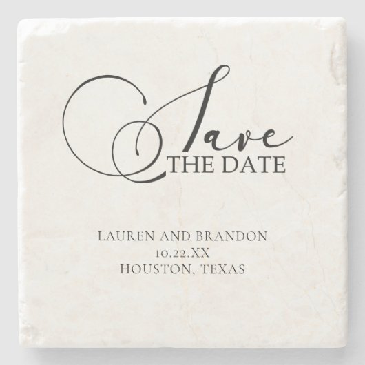 Rustic Elegance Save the Date Calligraphy Stenen Onderzetter (Voorkant)