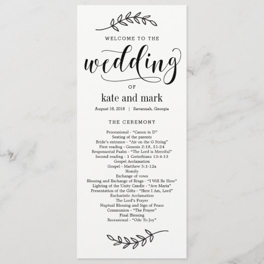 Rustic Elegance Wedding Ceremony Program Programma (Voorkant)
