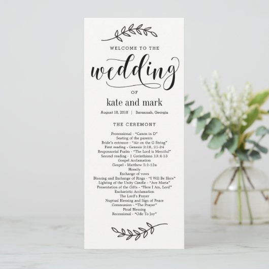 Rustic Elegance Wedding Ceremony Program Programma (Staand voorkant)