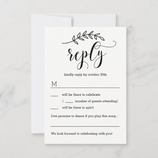 Rustic Elegance Wedding RSVP zonder menuopties (Voorkant)