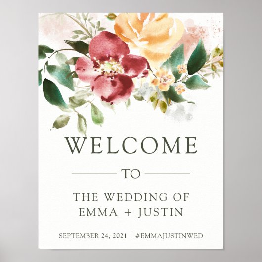 Rustic Elegance | Welkom Floral Wedding Poster (Voorkant)
